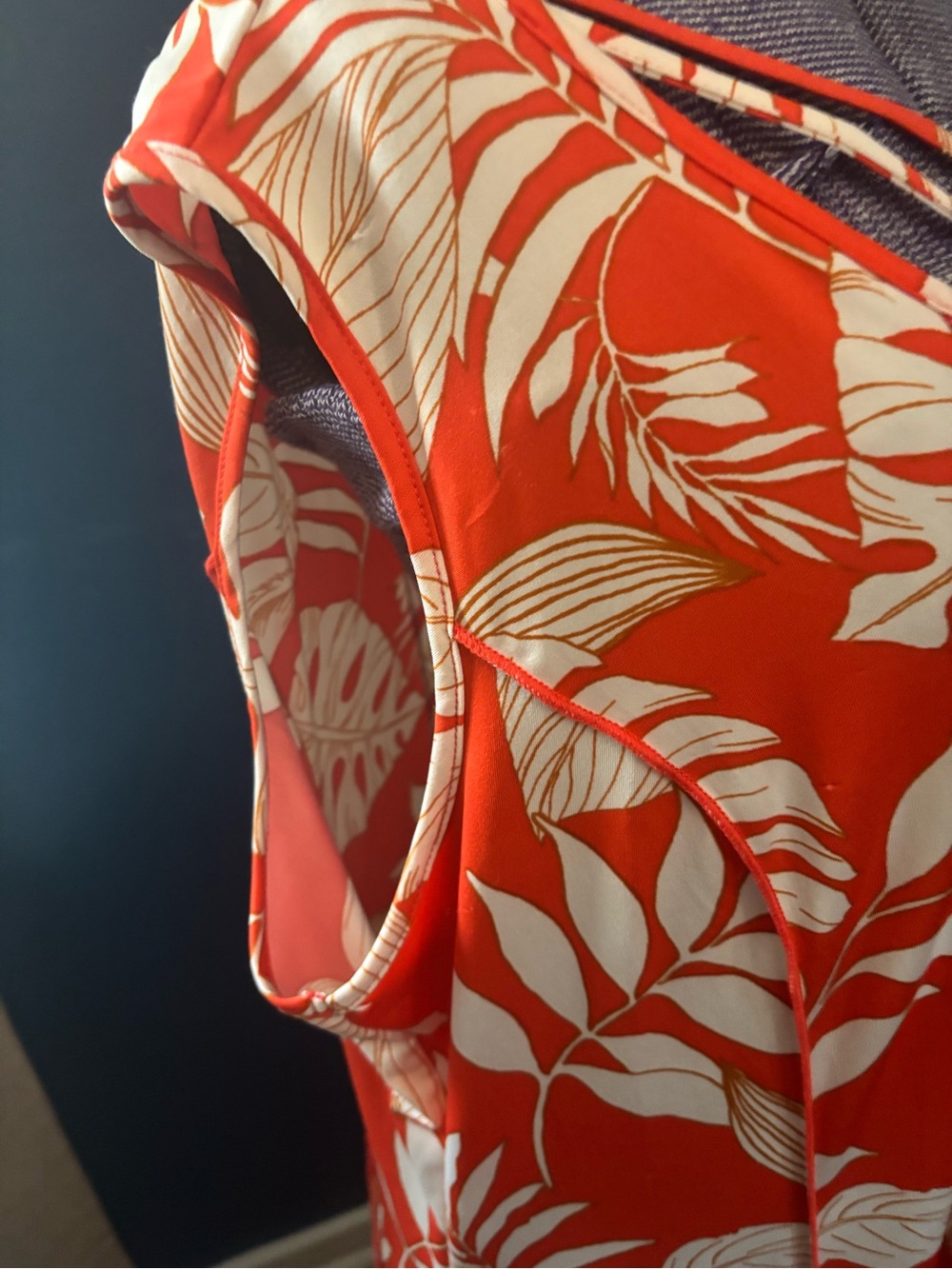 Sami & Jo Orange Tropical Print Dress with Strappy V-Front & Rings - orig $70 - Picture 7 of 10